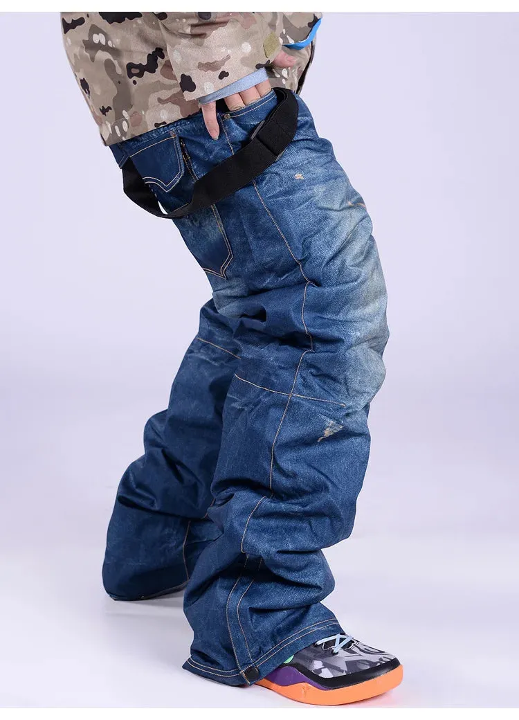 style denim ski pants
