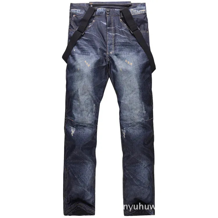 style denim ski pants
