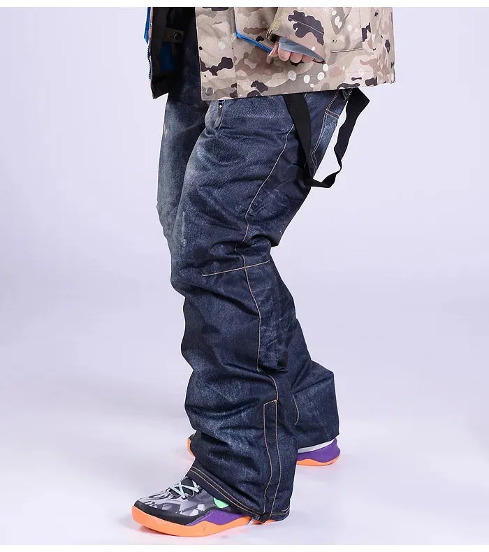 style denim ski pants