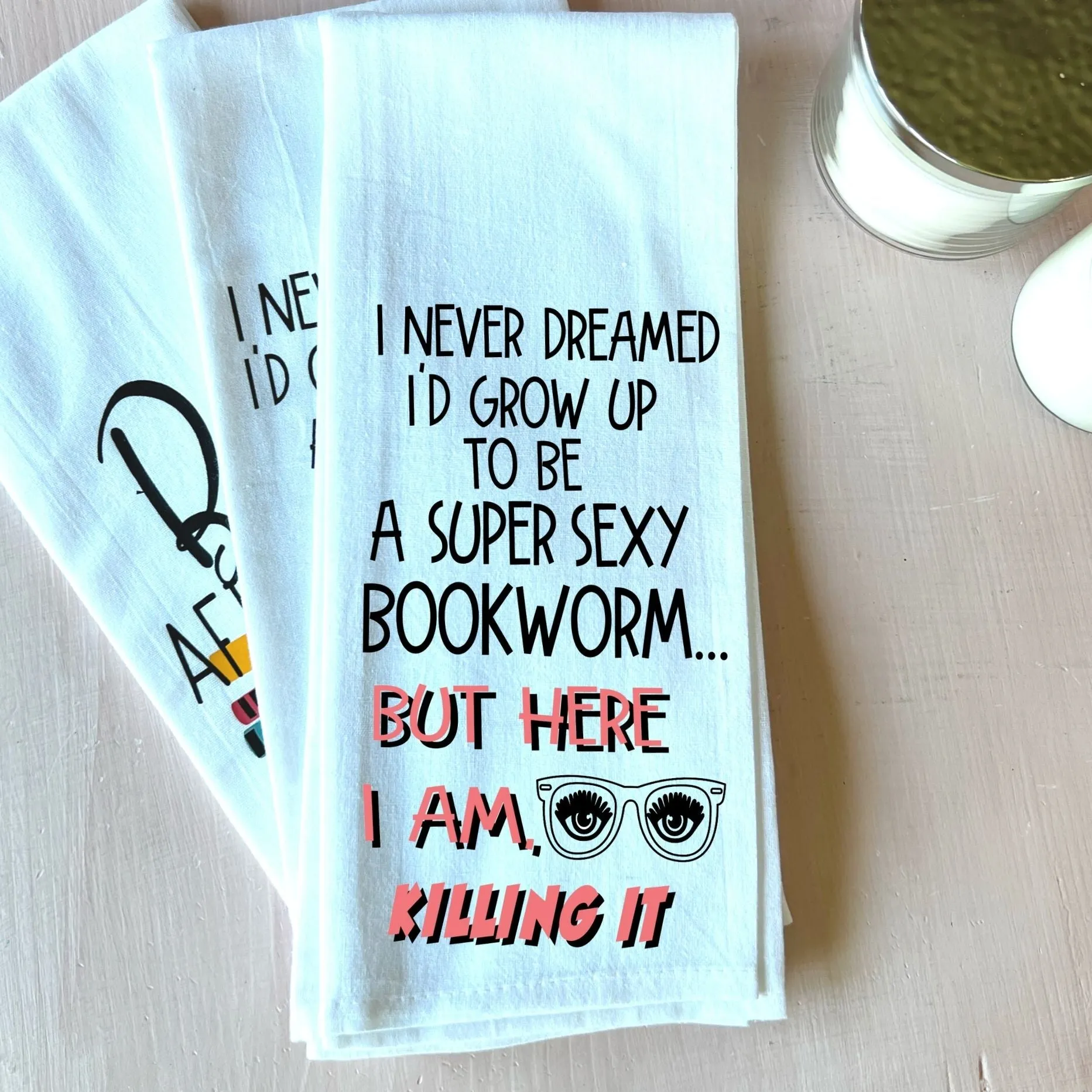 super sexy bookworm - humorous kitchen bar towel