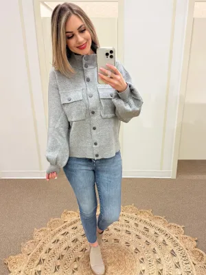 Sweater Jacket with Snaps in Gray