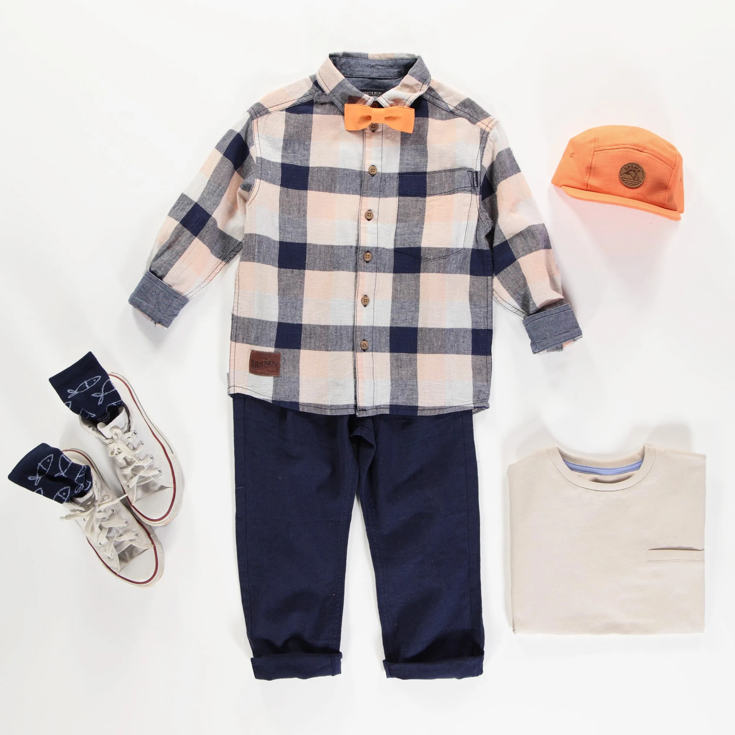 T-shirt à manches courtes de coupe ample beige en coton extensible, enfant || Grey short sleeves loose fit t-shirt, child