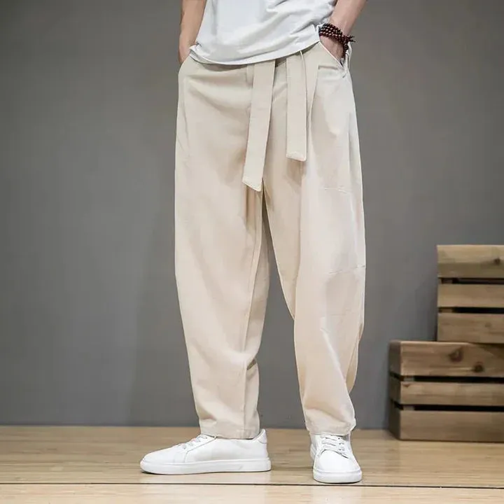 Taupe linen casual trousers - January