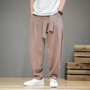 Taupe linen casual trousers - January