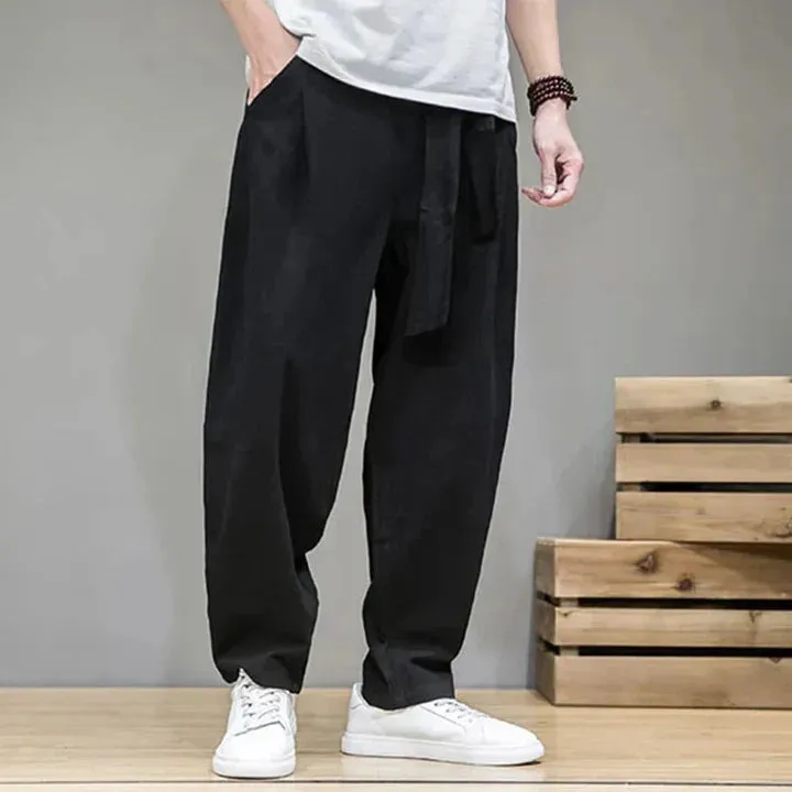 Taupe linen casual trousers - January