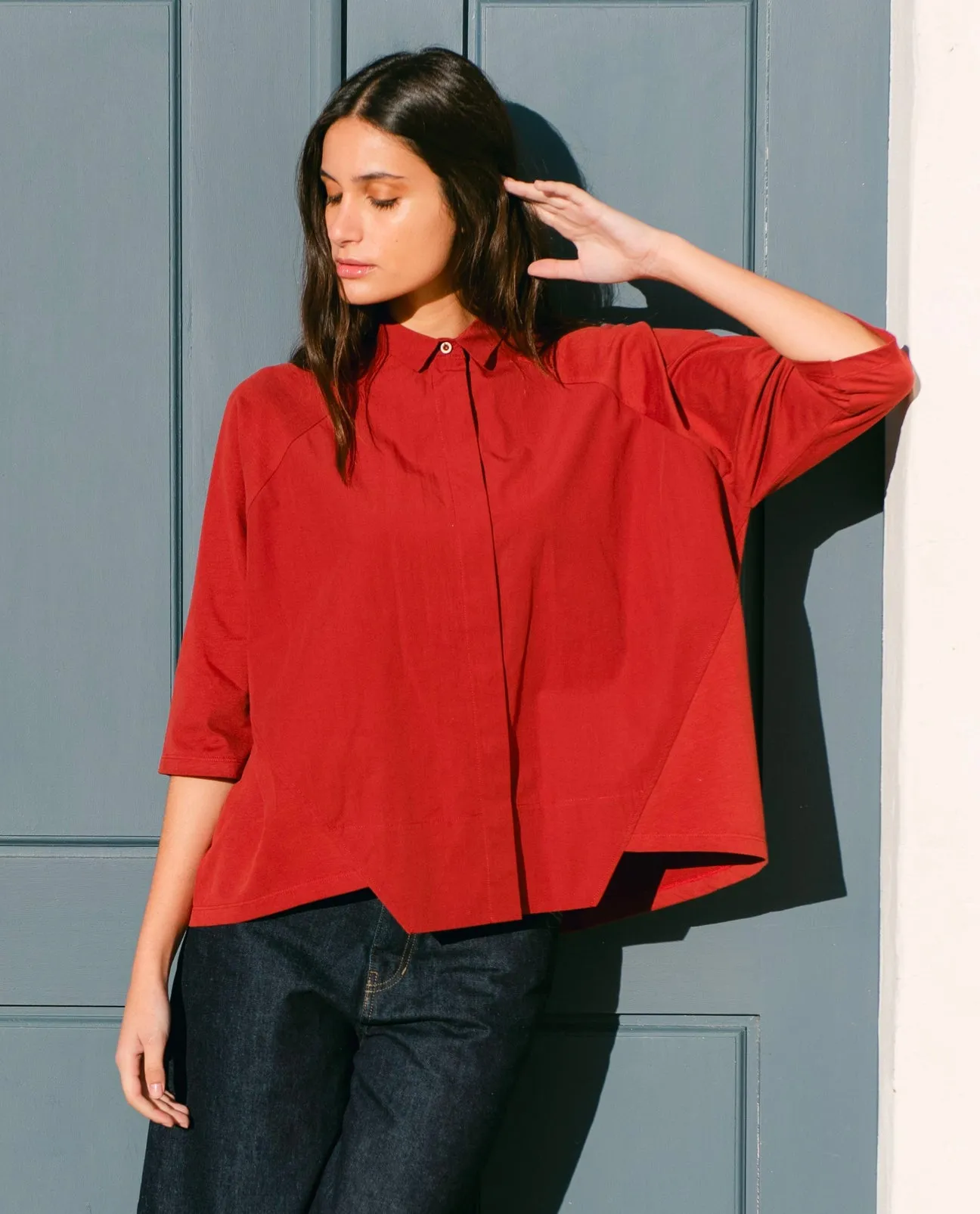 Terry Organic Cotton Shirt In Rust