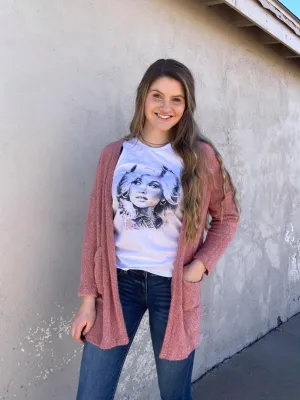 The Fuzzy Blush Cardigan with Pockets (LAST CALL)