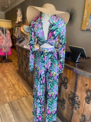 Tie Front Blouse Pants Set