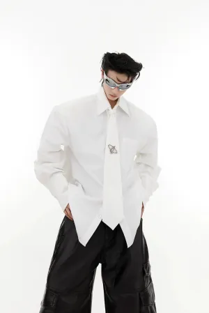 Tie Splicing Loose Cardigan Shirt