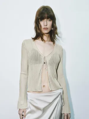Tie Up Front Knitted Cardigans
