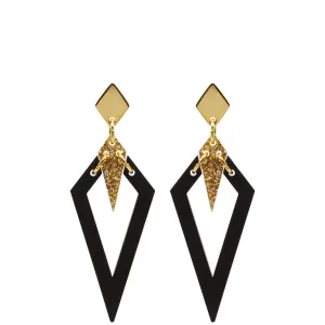 TooLally Arrowheads Earrings - Black Glitter