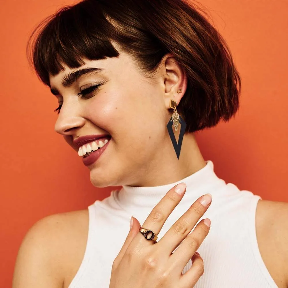 TooLally Arrowheads Earrings - Black Glitter