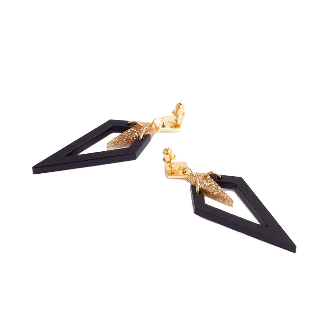 TooLally Arrowheads Earrings - Black Glitter