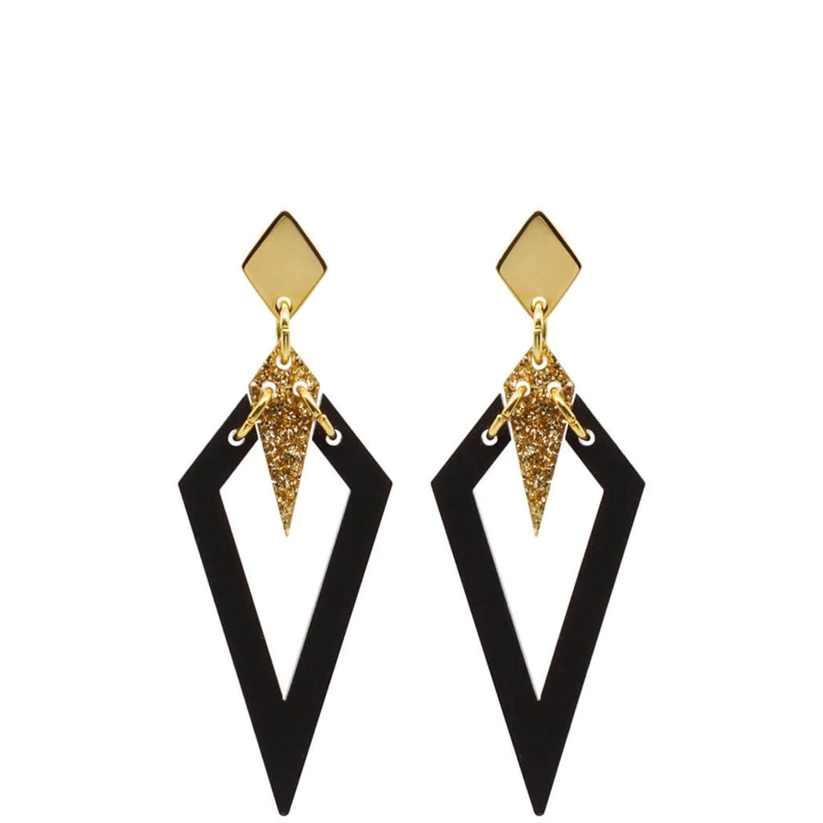 TooLally Arrowheads Earrings - Black Glitter