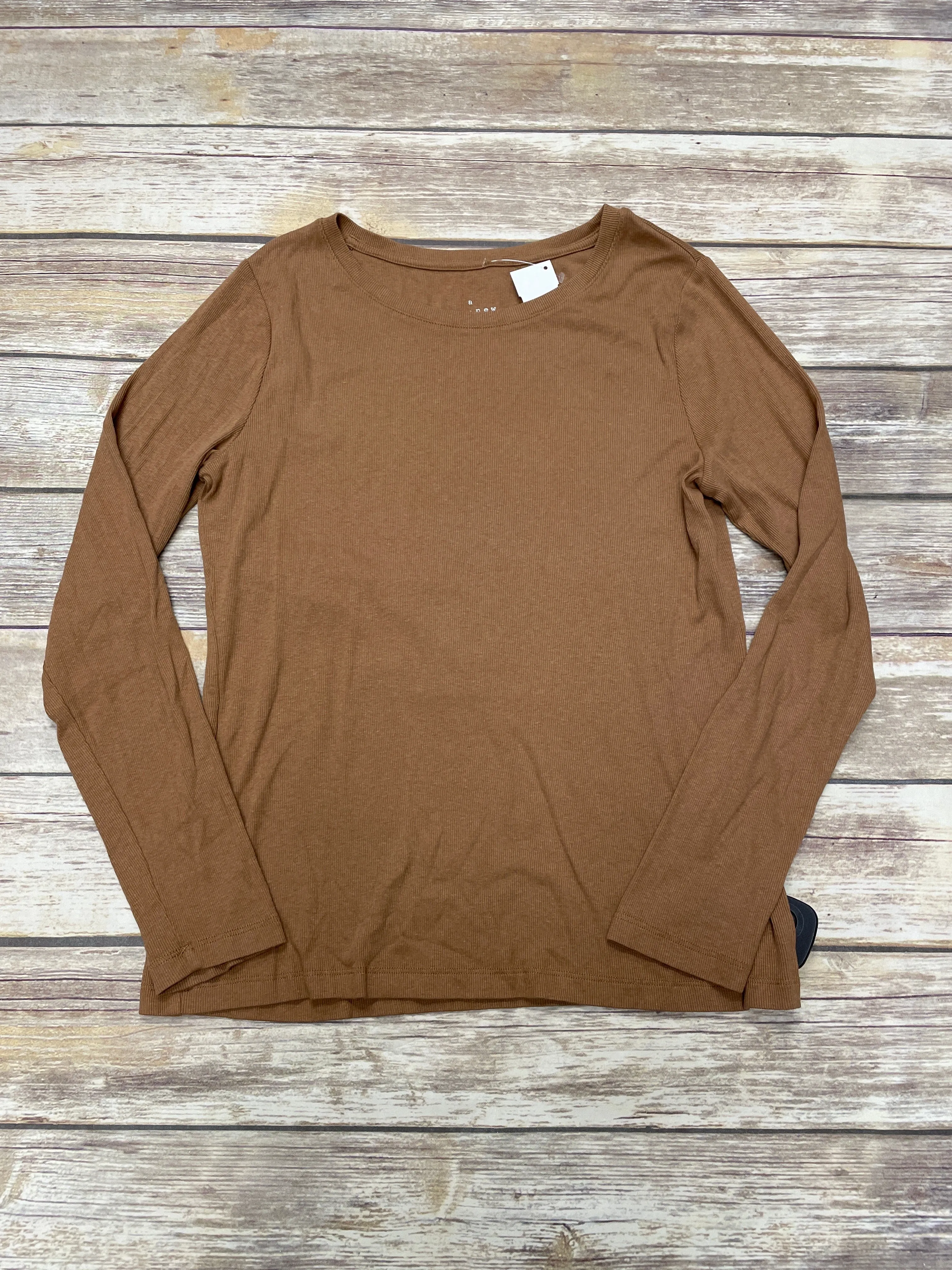Top Long Sleeve Basic By A New Day In Tan, Size: L
