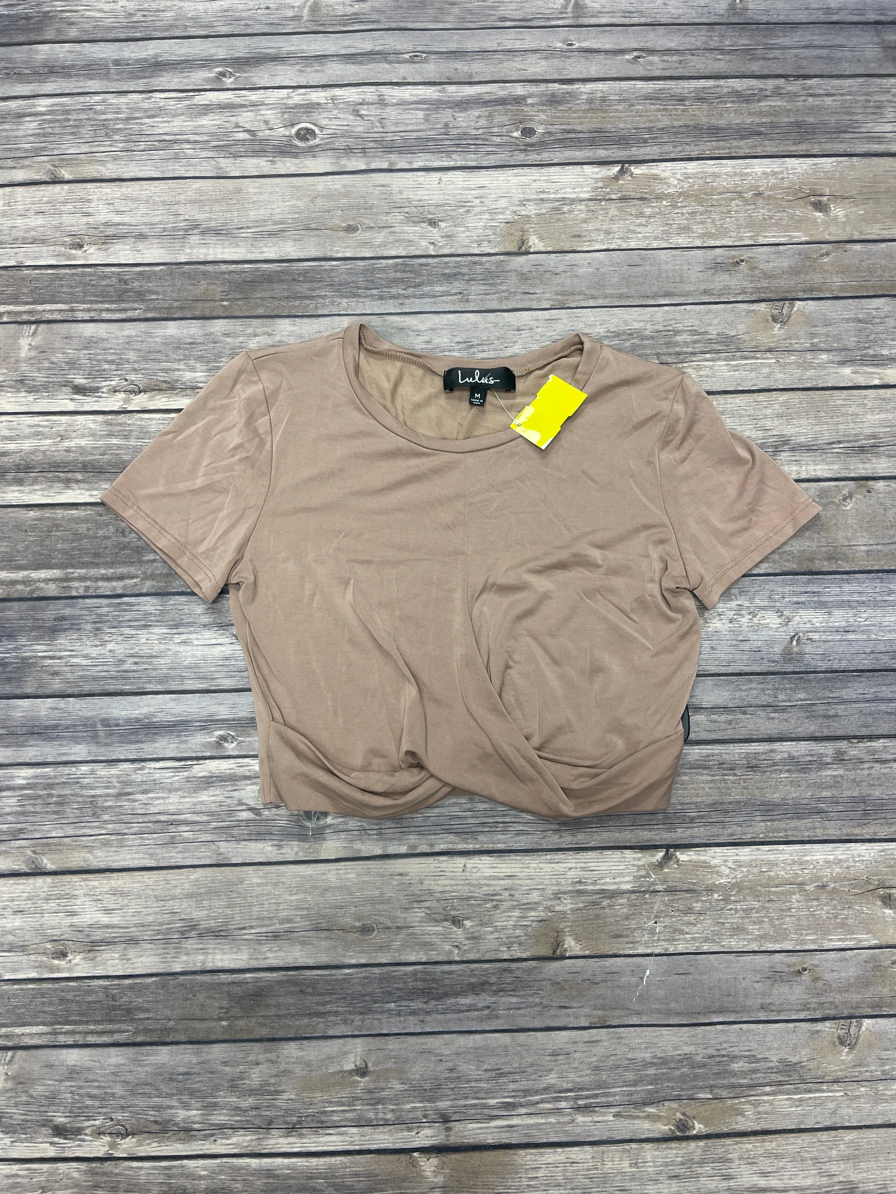 Top Short Sleeve Basic By Lulus In Tan, Size: M