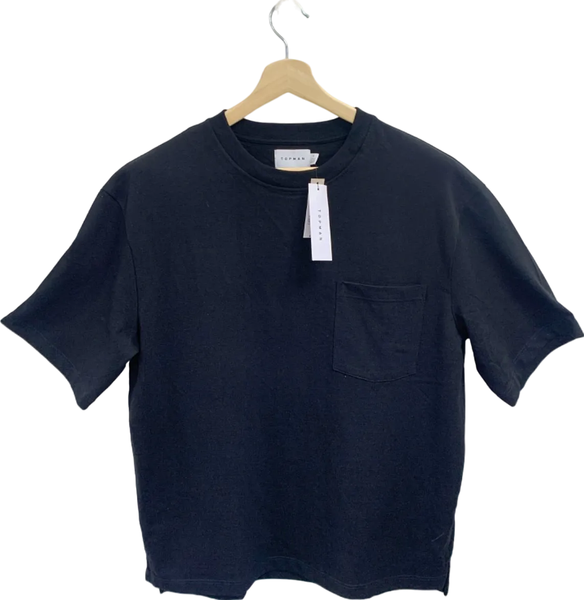 Topman Black Premium Quality Oversized Cotton T-Shirt with Pocket detail UK S