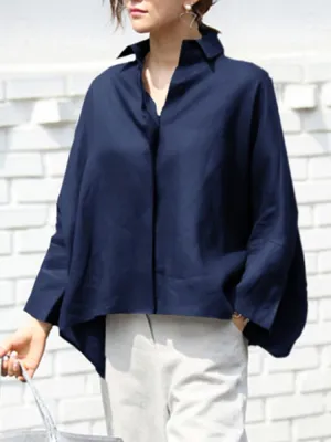 Trendy Long Sleeve Shirts Women Blouse Lapel
