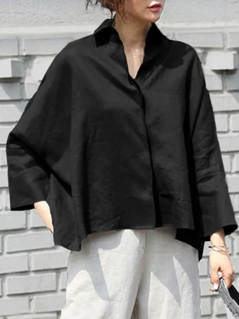 Trendy Long Sleeve Shirts Women Blouse Lapel