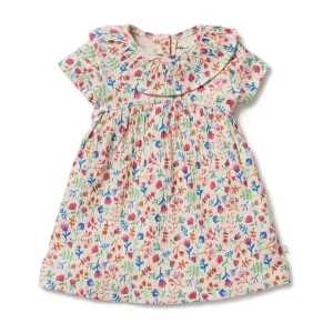 Tropical Garden Crinkle Ruffle Dress