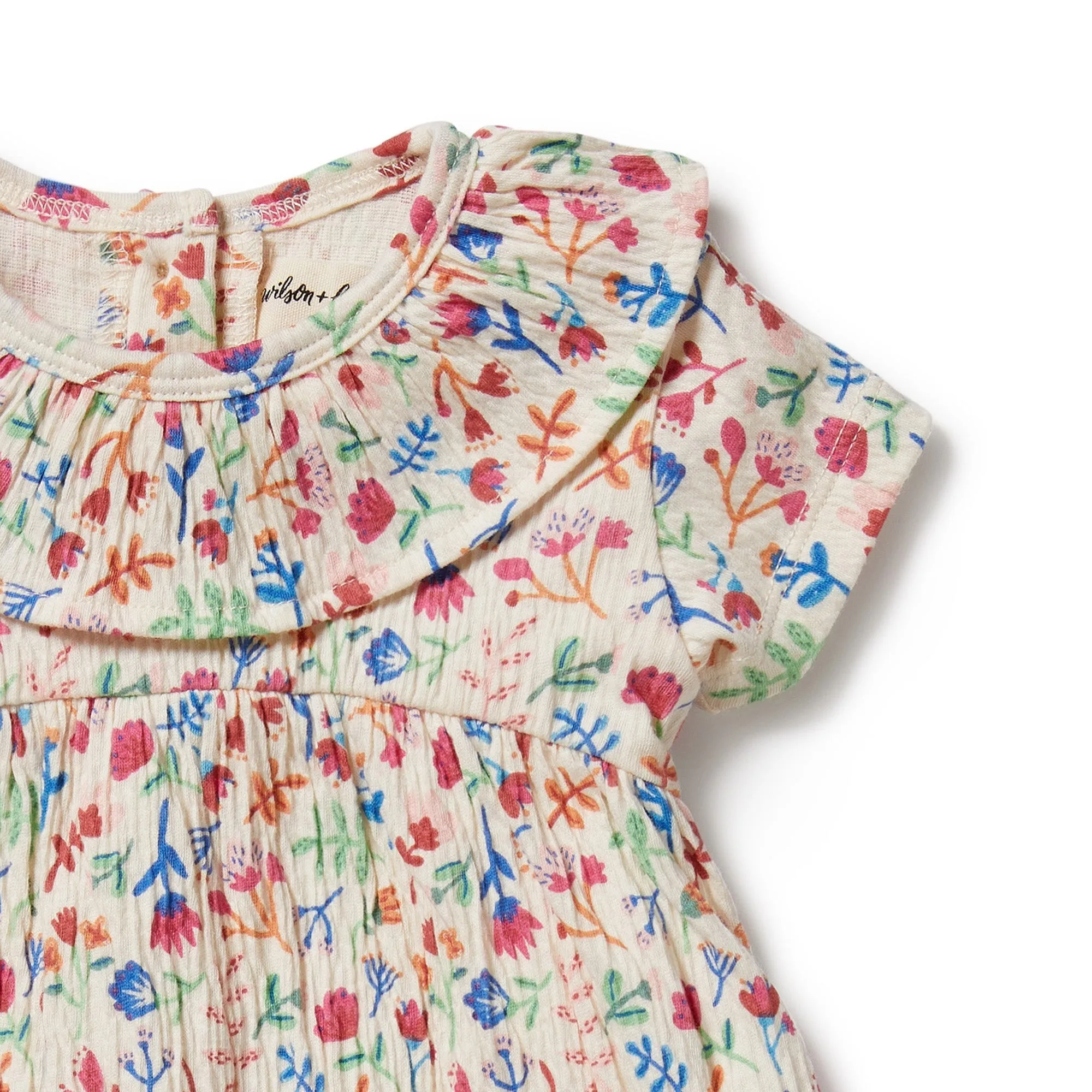 Tropical Garden Crinkle Ruffle Dress