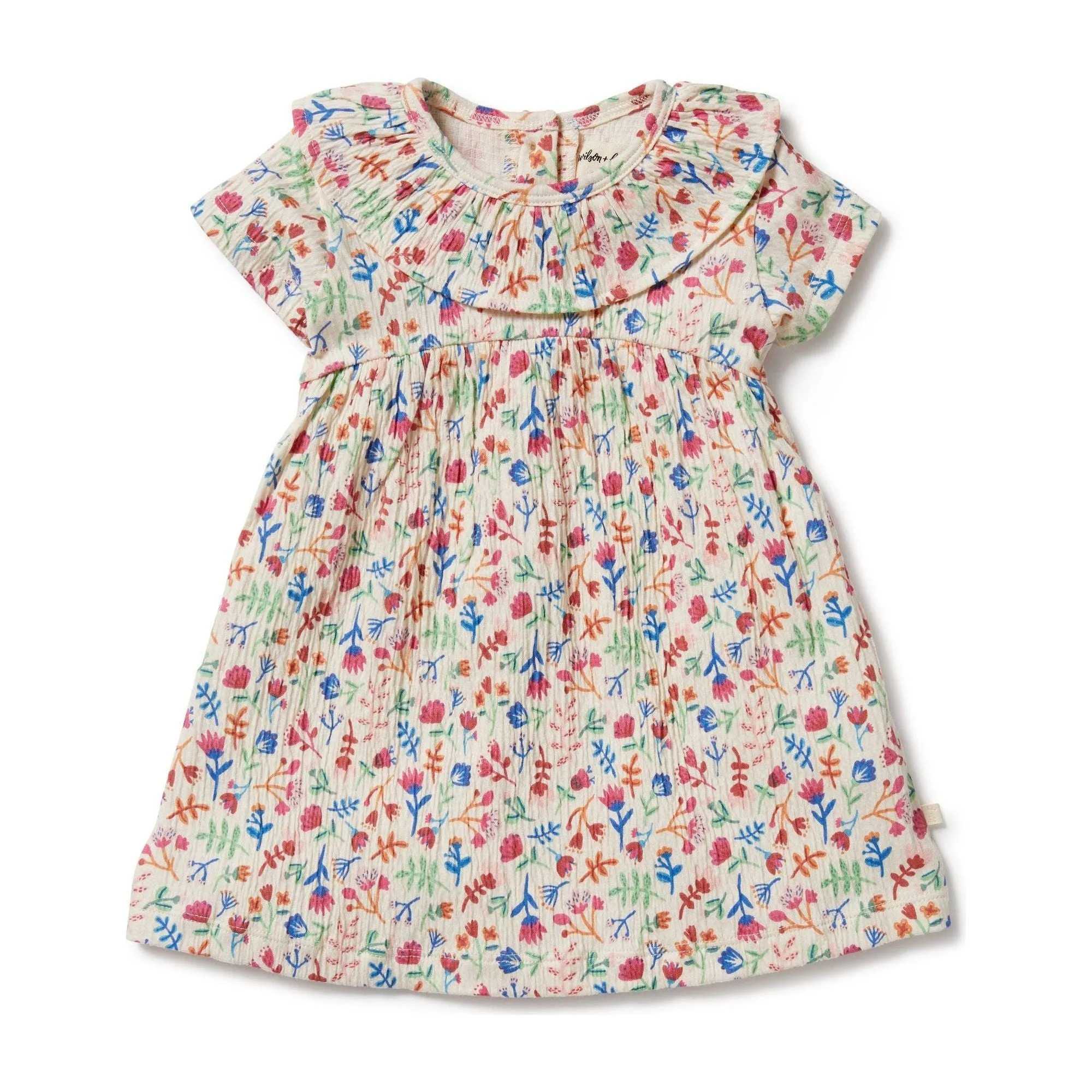 Tropical Garden Crinkle Ruffle Dress