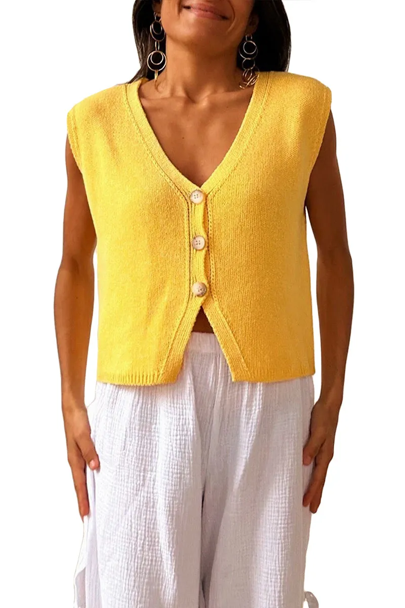 TT3087 Button Up Casual Vest Outerwear
