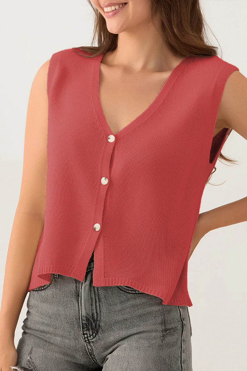TT3087 Button Up Casual Vest Outerwear