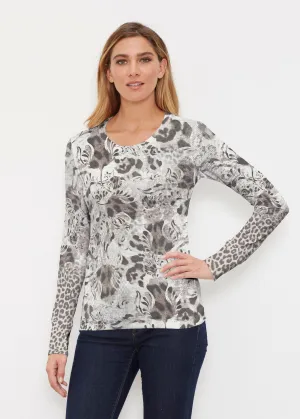 Tulip Leopard Multi (7731) ~ Thermal Long Sleeve Crew Shirt