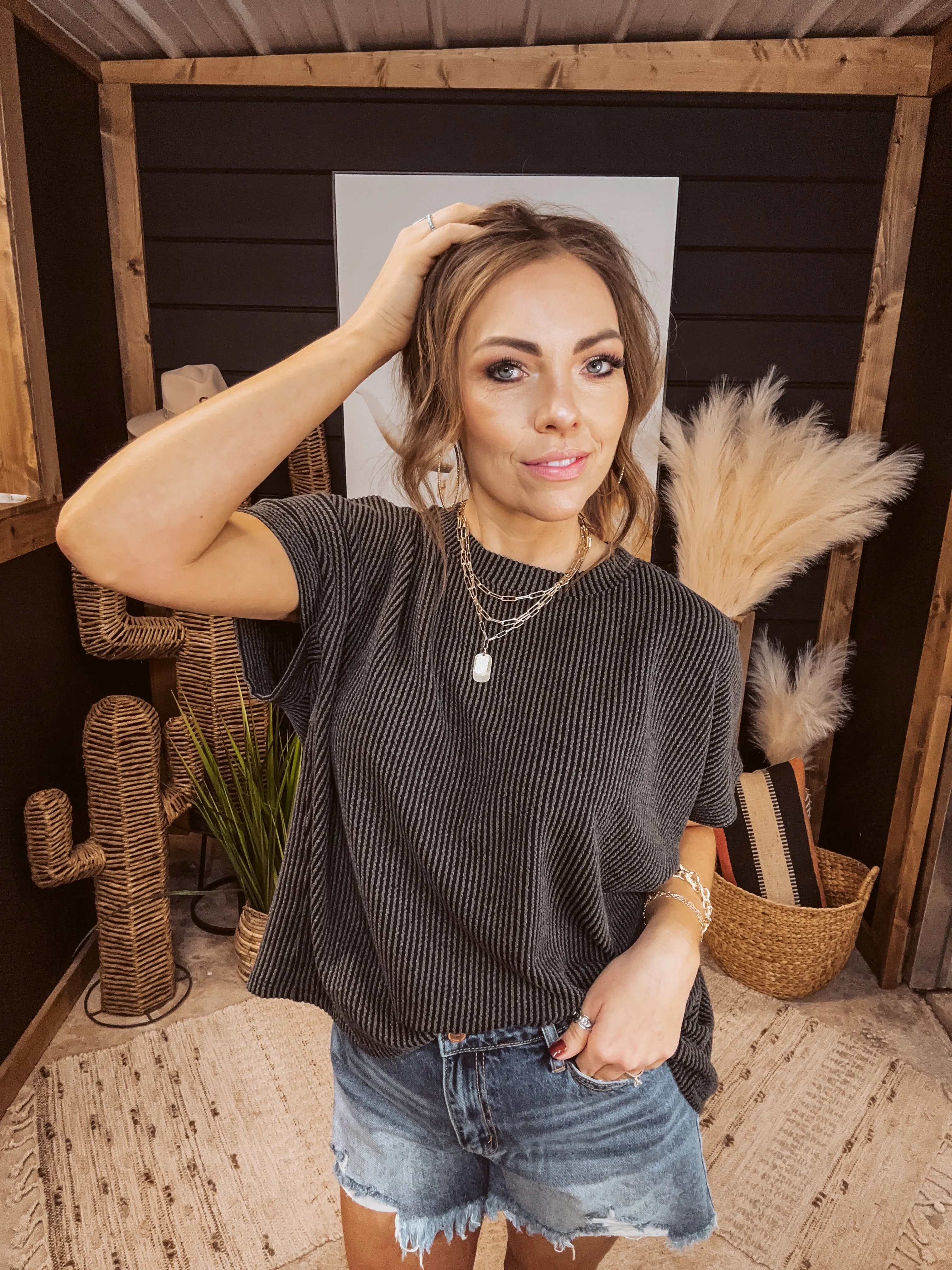 Urban Rib Shirt with Asymmetrical Hem