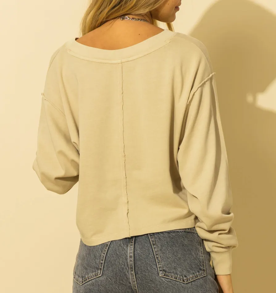 V Neck Oversized Drop Shoulder Top