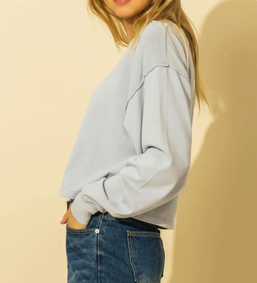 V Neck Oversized Drop Shoulder Top