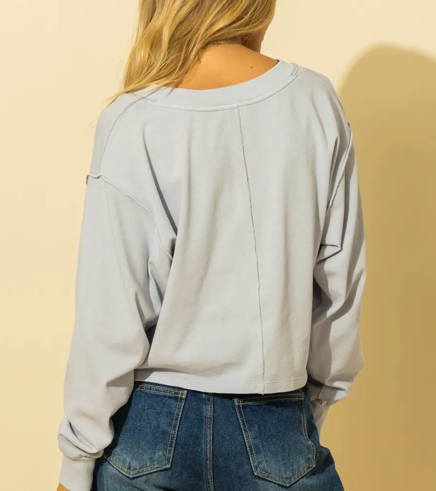 V Neck Oversized Drop Shoulder Top