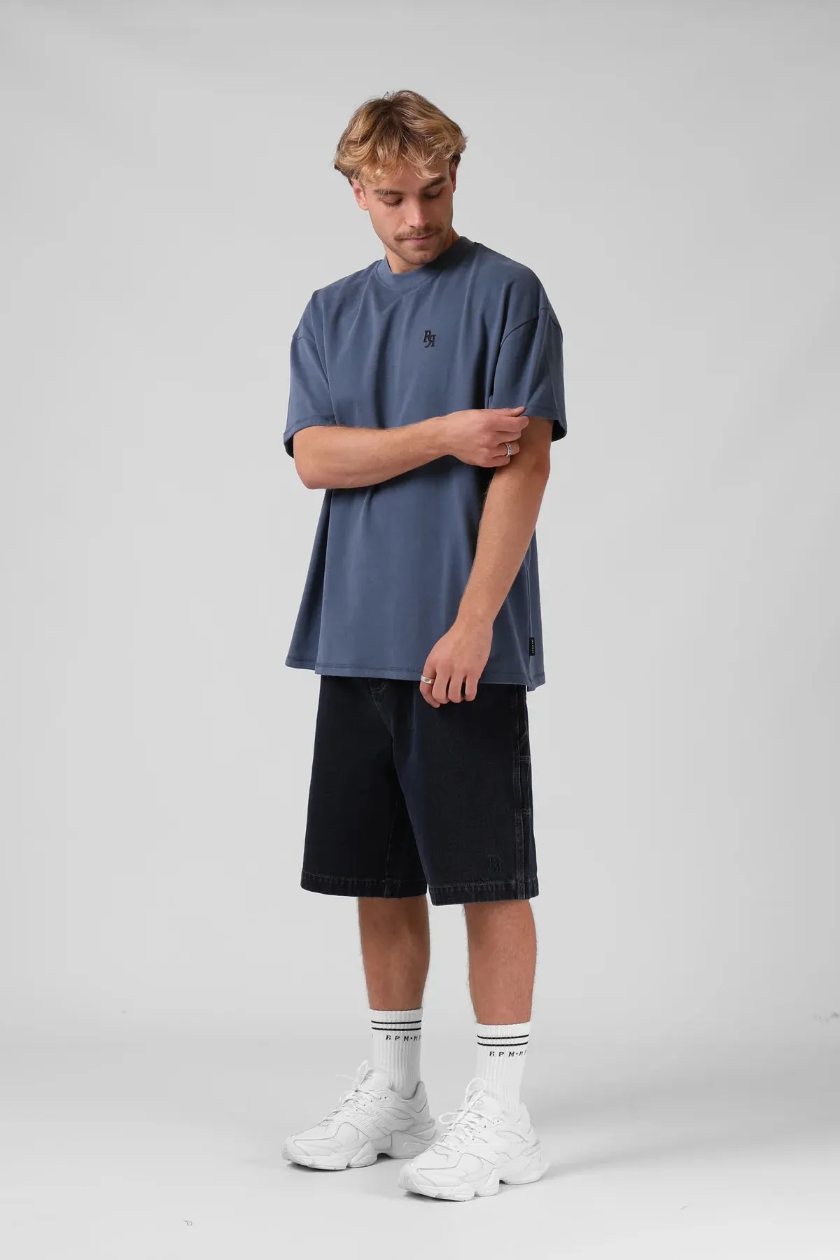 V2 Sanded OS Tee Navy Wash