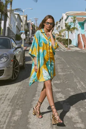 Valley Of Peace Silk Satin Super Oversized Shirt - leaf