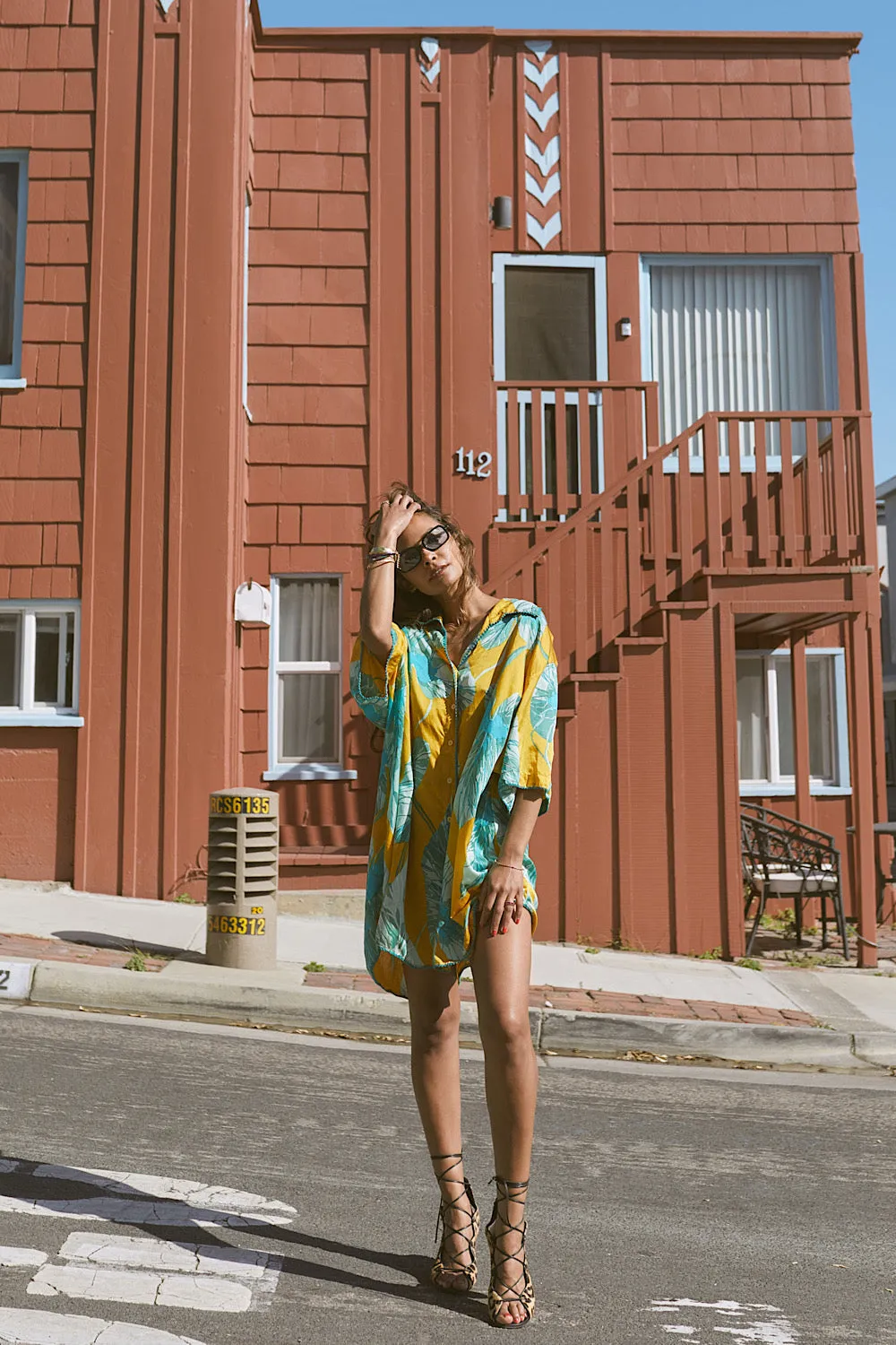 Valley Of Peace Silk Satin Super Oversized Shirt - leaf