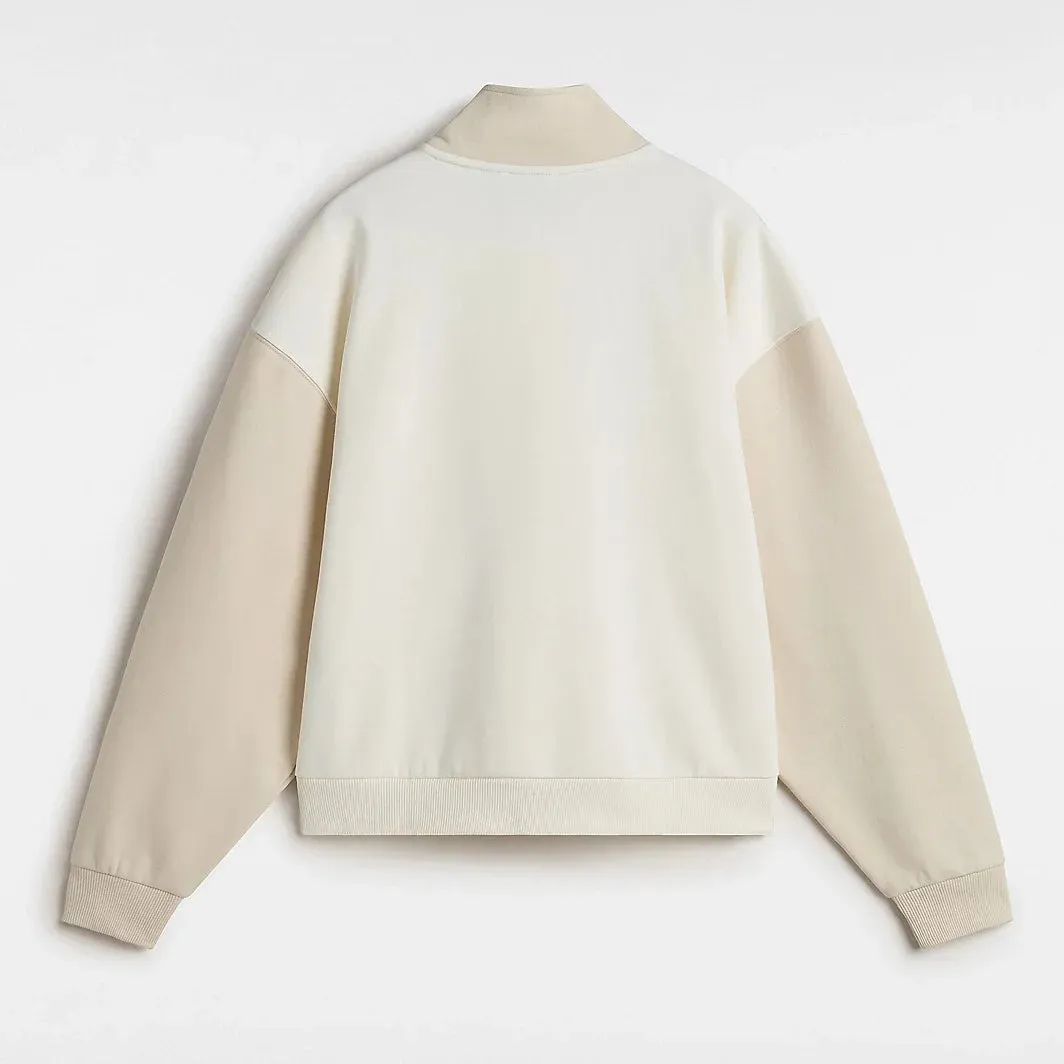 Vans Colourblock Half Zip Mock Neck Sweatshirt - Marshmallow/Oatmeal