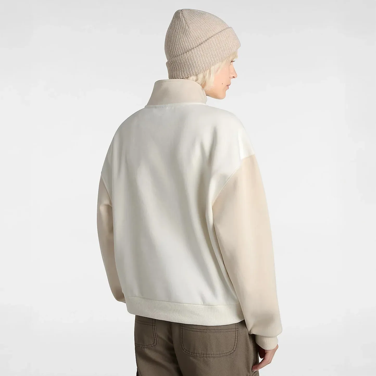 Vans Colourblock Half Zip Mock Neck Sweatshirt - Marshmallow/Oatmeal