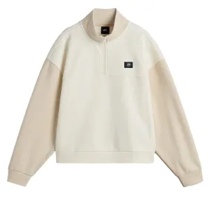 Vans Colourblock Half Zip Mock Neck Sweatshirt - Marshmallow/Oatmeal