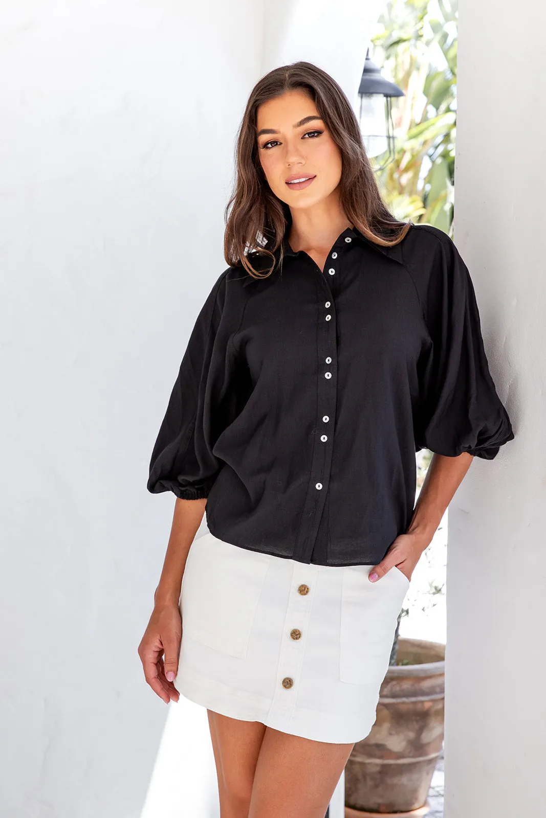 Vienna Button Shirt - Black