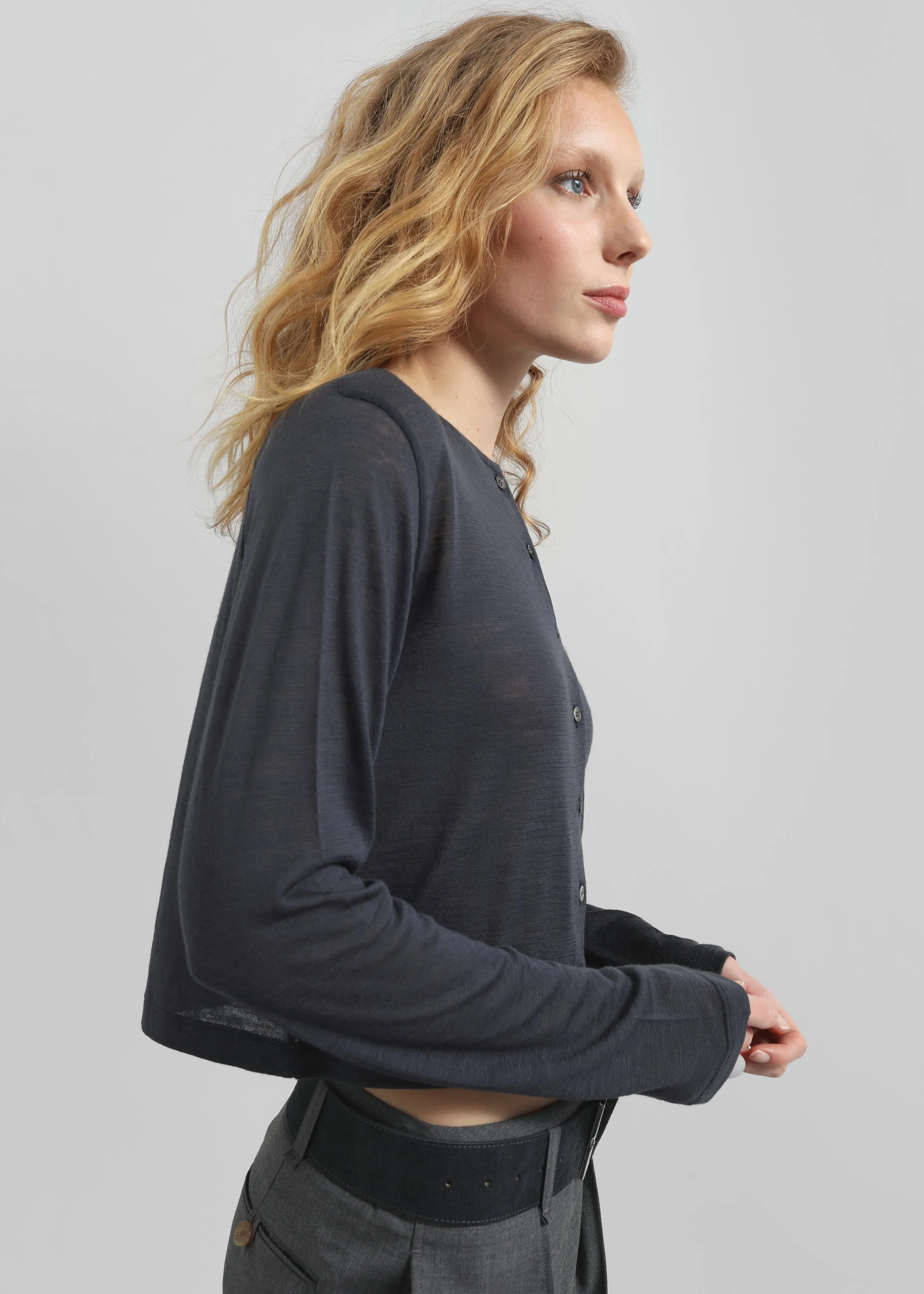 Vinni Thin Wool Cardigan - Navy