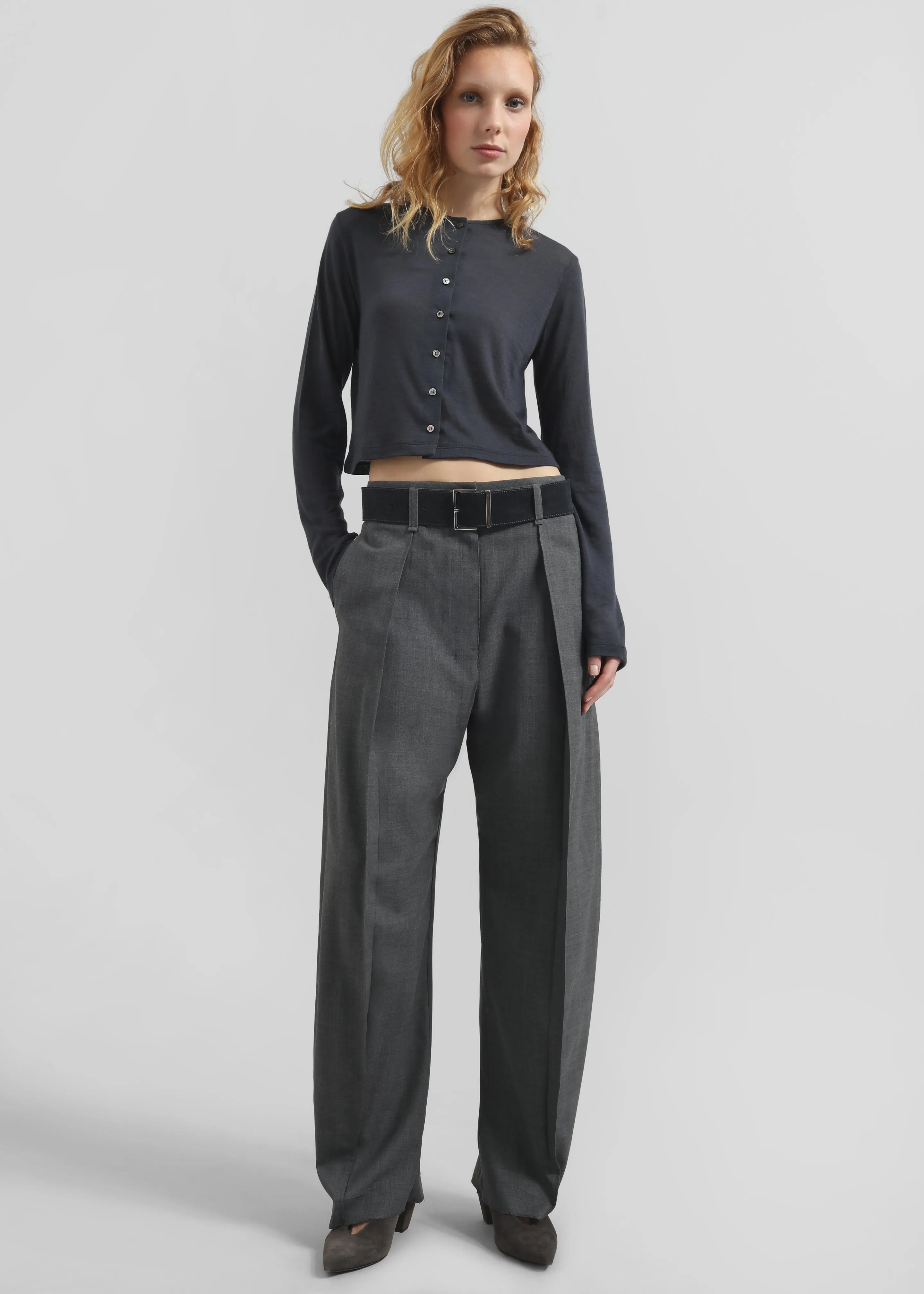 Vinni Thin Wool Cardigan - Navy