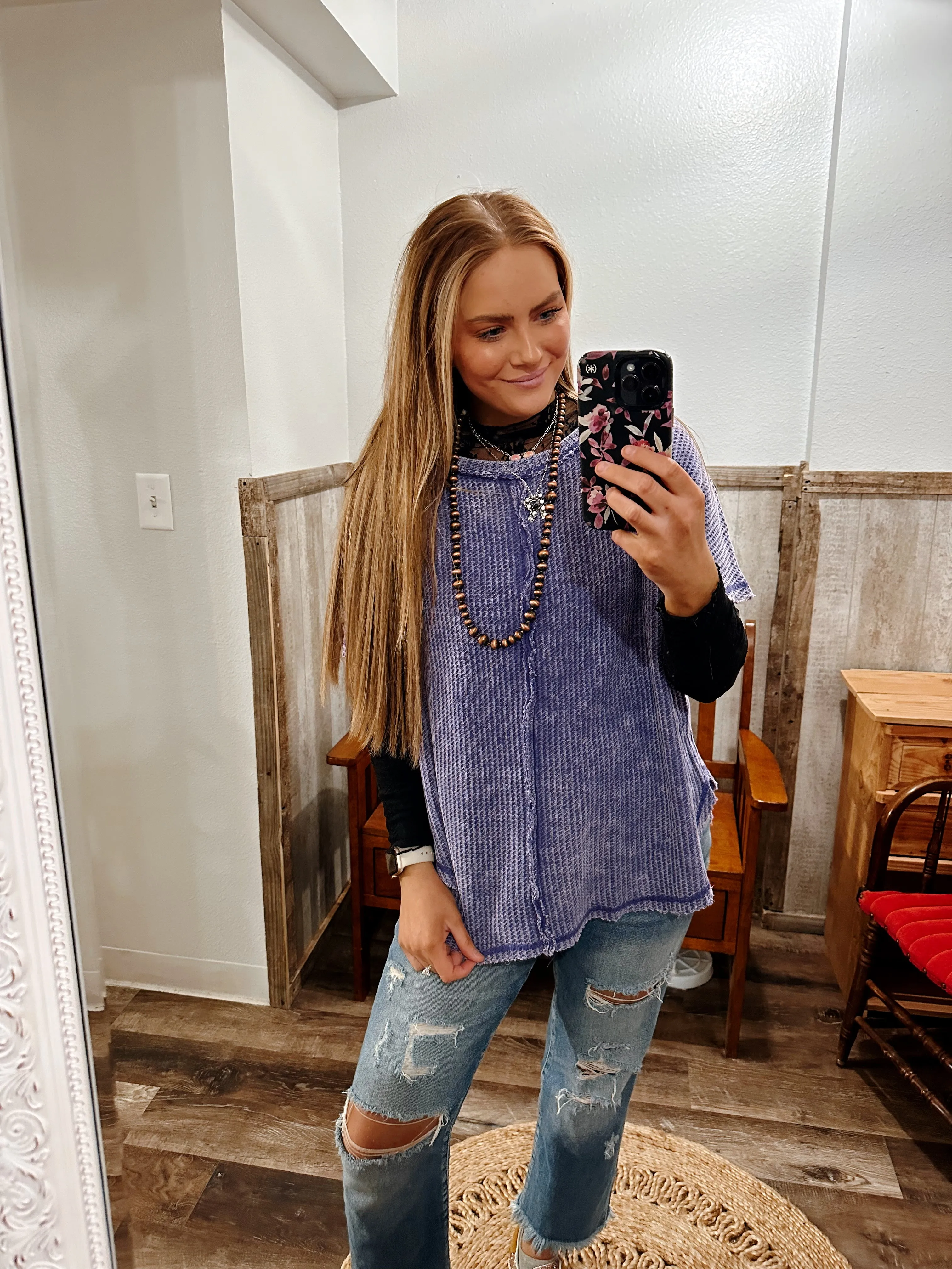 Violet Waffle Knit Top