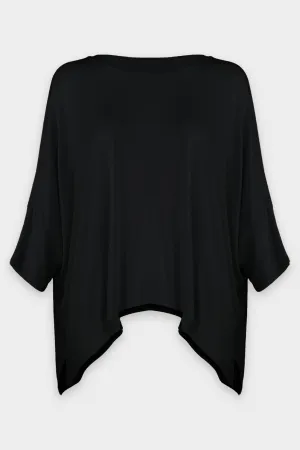 Viscose Jersey Oversized Short Sleeve Crew in Black