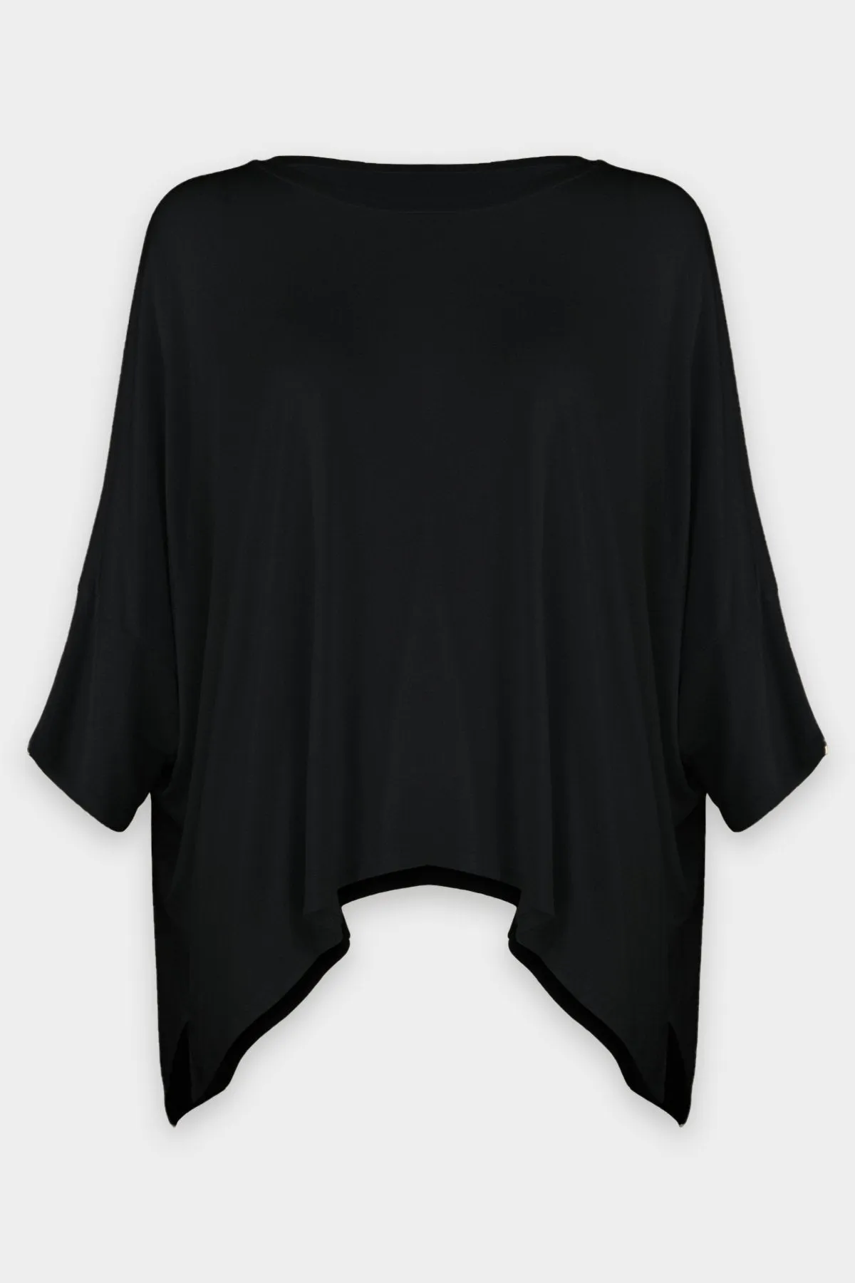 Viscose Jersey Oversized Short Sleeve Crew in Black