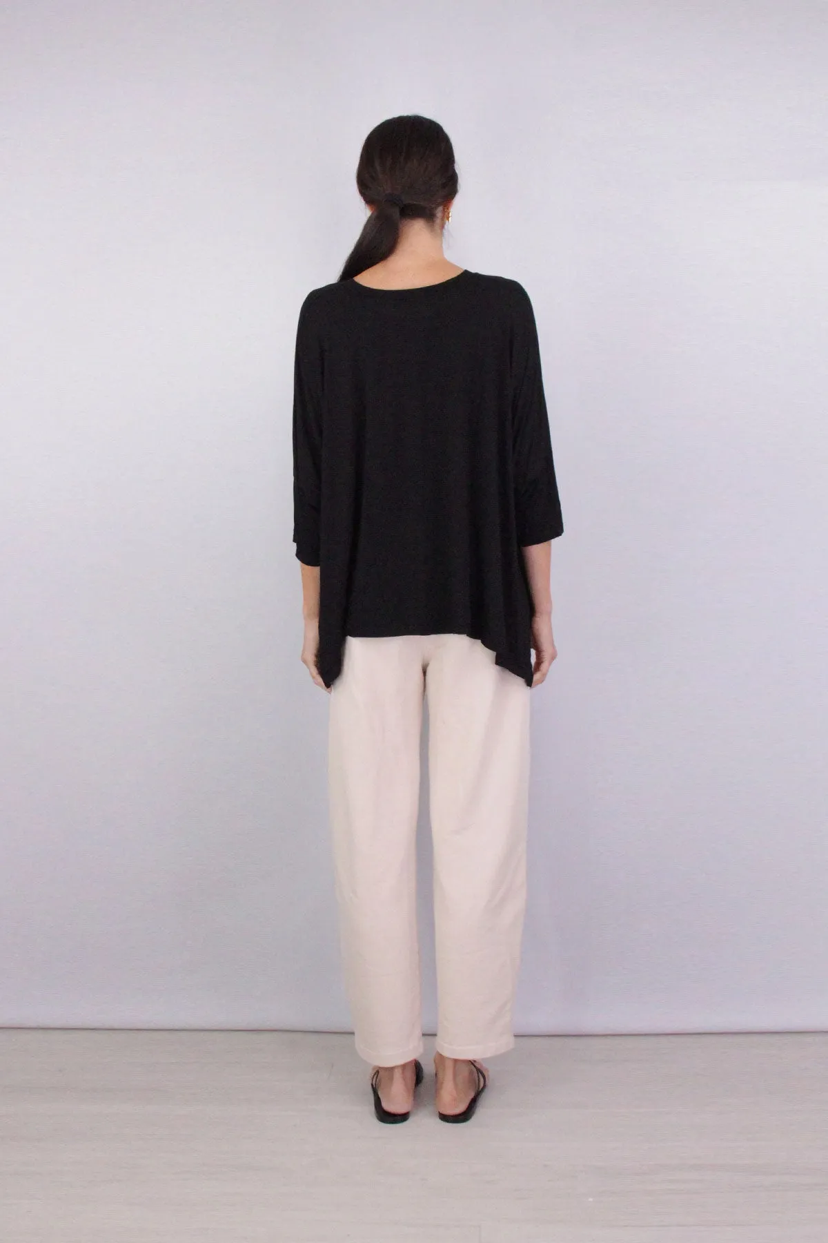 Viscose Jersey Oversized Short Sleeve Crew in Black