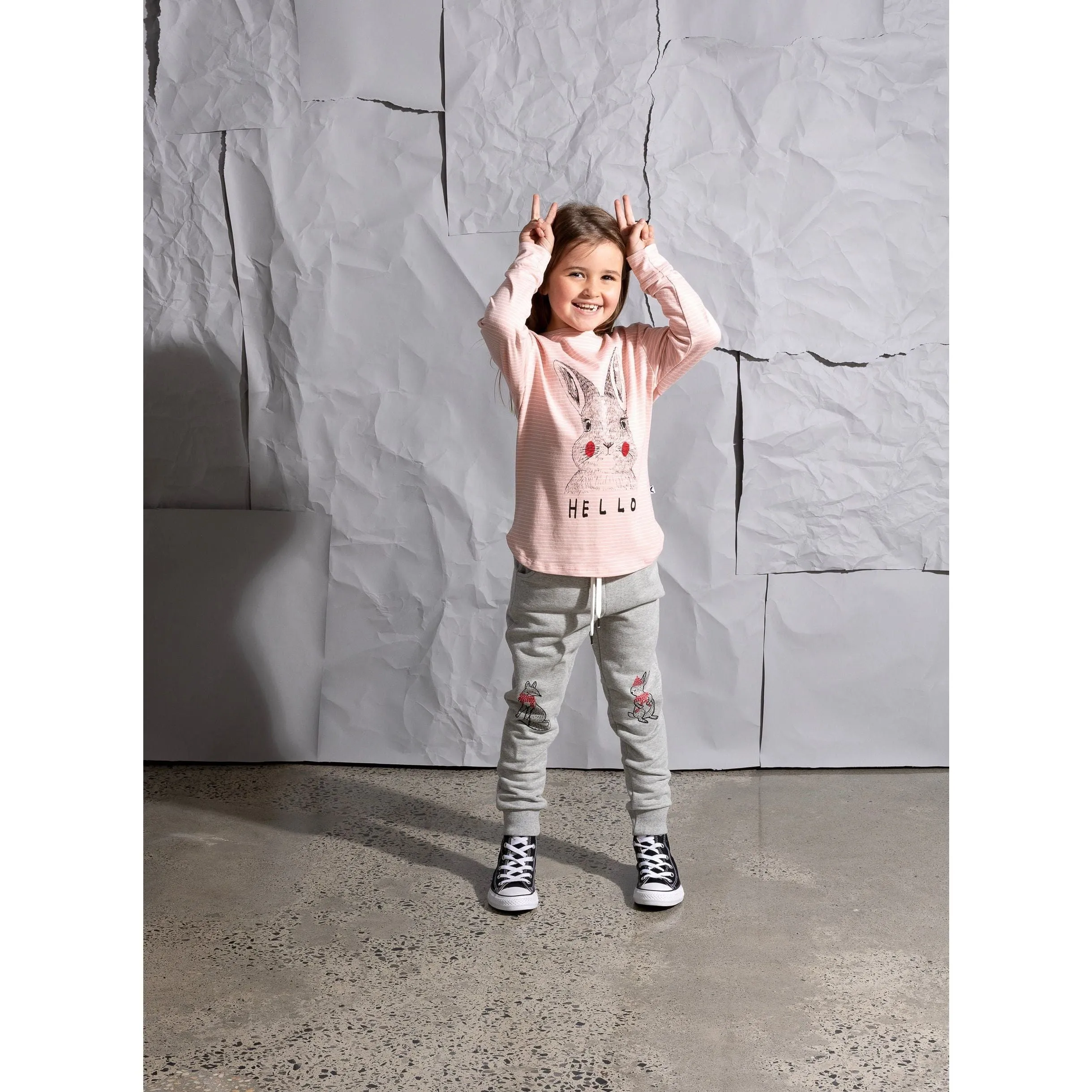 Warm Forest Friends Furry Trackies - Grey Marle