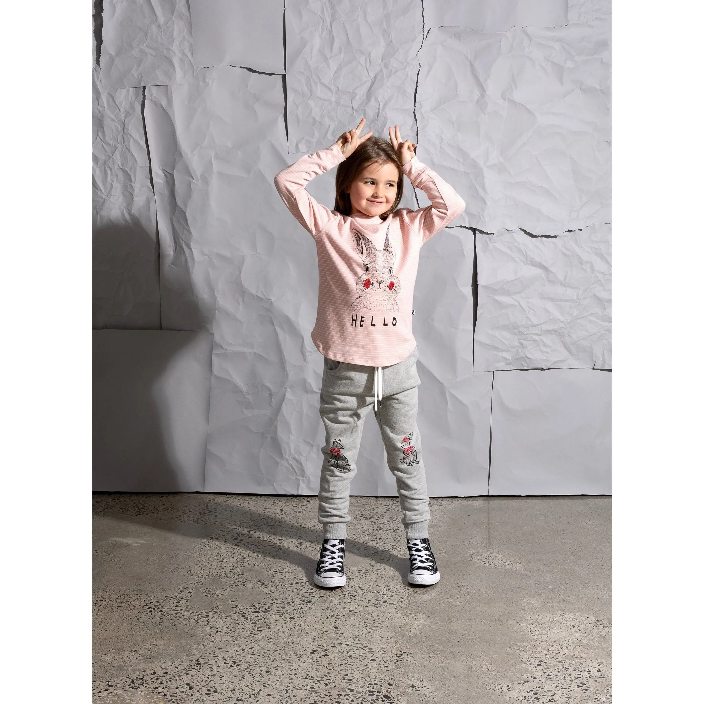Warm Forest Friends Furry Trackies - Grey Marle