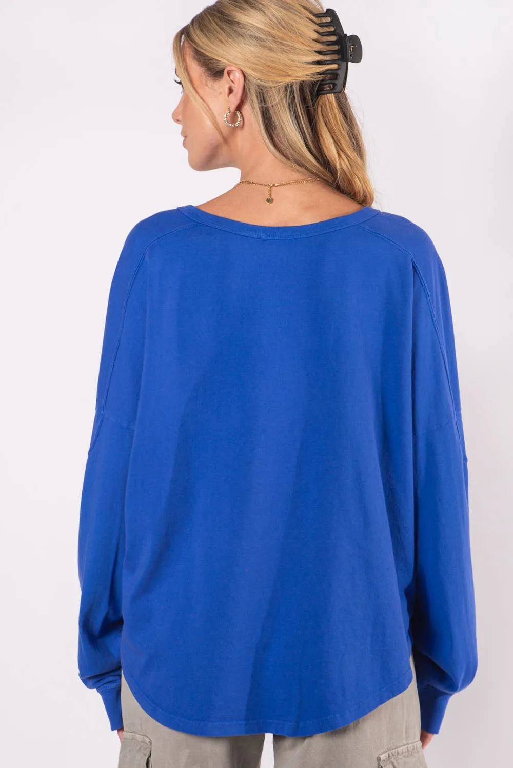 WASHED OVERSIZED PREMIUM COTTON NOTCH NECK TEE