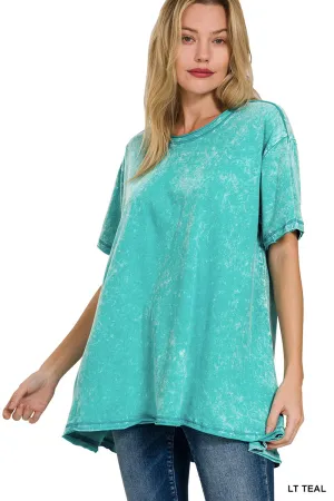 Washed Oversized Short Sleeve Top